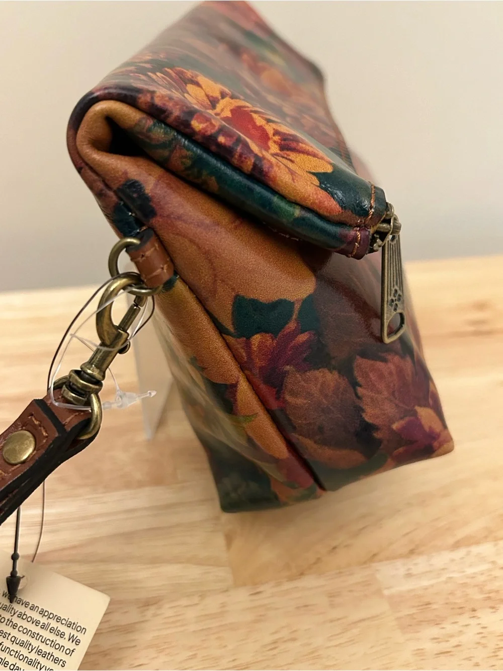 Patricia Nash Floral Zip Wristlet in Red, Orange, Green